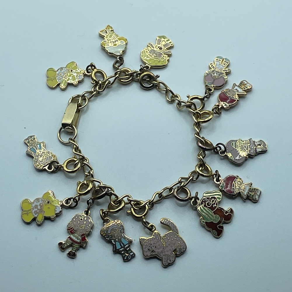 Vintage 1980 Strawberry Shortcake Bracelet with 13 Charms - 7 inches